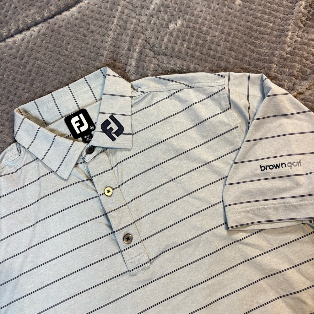 FootJoy Men's Striped‎ Polo Shirt - Light Gray